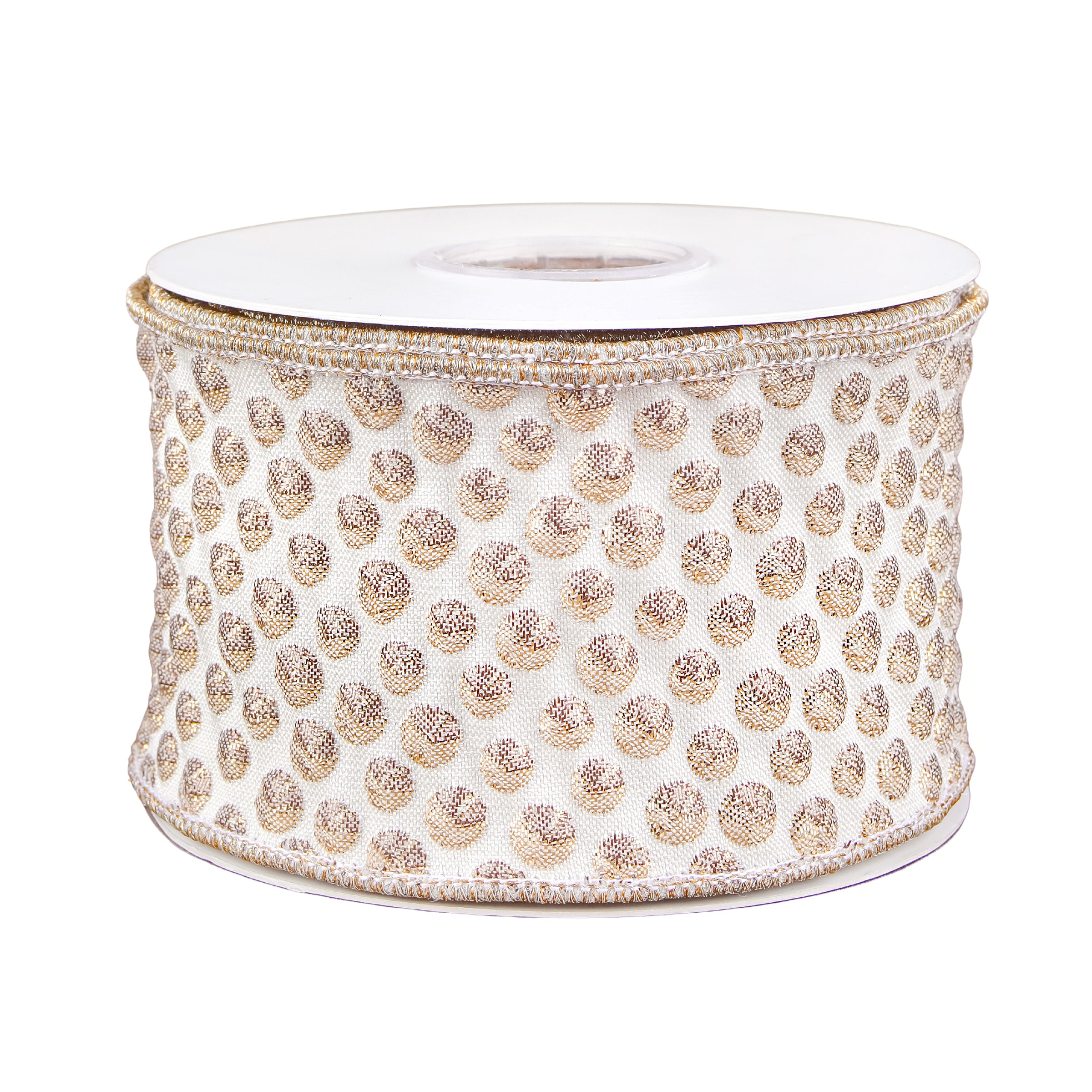 3 in. HGTV Home Collection Rainer Jacquard Tissue Back Ribbon, Gold